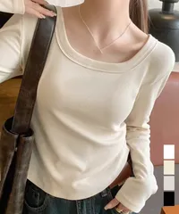 長袖Tシャツ レディース スクエアネック SK22040598-1009