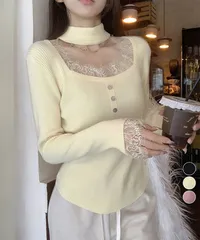 チョーカー風 リブニットトップス SK22093615-6597