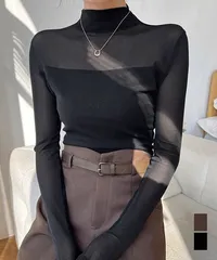 カットソー レディース 長袖 透け感