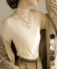 レースカットソー切り替えインナートップス SK22115948-7177