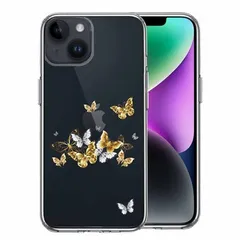 iPhone14 ケース クリア 蝶々 ちょうちょう バタフライ スマホケース 側面ソフト 背面ハード ハイブリッド 