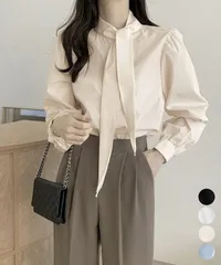 ボウタイブラウスリボンタイシャツブラウス