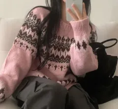 ノルディック ピンク ニット