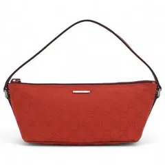 グッチ GGキャンバス アクセサリーポーチ ハンドバッグ レッド Aランク gu9918nd