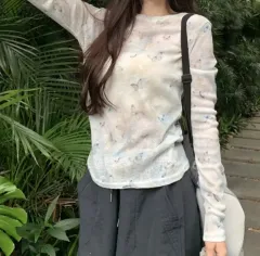 エイブリー 紫外線ブロック ルーズフィット 薄い シースルー ニット サマー Tシャツ ノーブランド 服