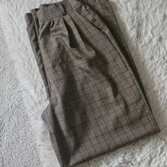 チェック柄 プリーツ ストレート パンツ