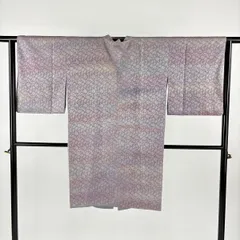 【美品】 道行 身丈105cm 裄丈64.5cm M 和装コート 千代田衿 リバーシブル 草花 ぼかし 灰紫 正絹 逸品 【中古】