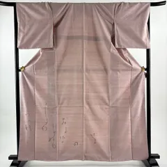 付下げ 身丈164cm 裄丈68.5cm L 袷 能州紬地 ますいわ屋 落款 文字文 ピンク 正絹 逸品 【中古】