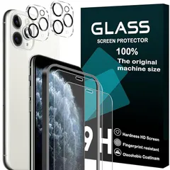 対応 iPhone 11 Pro ガラスフイルム 5.8インチ 指紋防止 【2+2 枚セット-国産旭硝子】 iPhone11 Pro ガラスフィルム 2枚 + レンズ保護フィルム 2枚 ガイド枠付き アイフォン11プロ 液晶 保護フィルム 強化ガラス 【 硬度