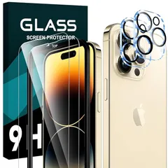 対応 iPhone 14 Pro ガラスフイルム 6.1インチ 【2+2 枚セット-国産旭硝子】 iPhone14 Pro ガラスフィルム 2枚 + レンズ保護フィルム 2枚 ガイド枠付き アイフォン14プロ 液晶 保護フィルム 強化ガラス 【 硬度9H 耐衝
