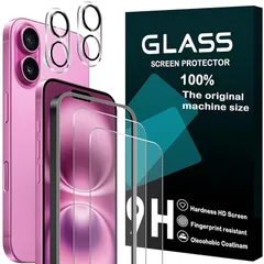 対応 iphone 16 ガラスフイルム 6.1インチ 【2+2 枚セット-国産旭硝子】 iPhone16 ガラスフィルム 2枚 + レンズ保護フィルム 2枚 ガイド枠付き アイフォン16 液晶 保護フィルム 強化ガラス 【 硬度9H 耐衝撃 飛散防止 超薄 