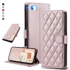 UnivoColors iPhone SE第三世代、iPhone SE第二世代、iPhone 7、iPhone 8 キルティングレザー調 手帳型ケース エレガント 高質PU マグネット開閉式 カード収納機能 スタンド機能 液晶全面保護 レンズ保護 ストラップ付