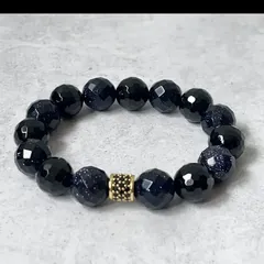 《在庫整理SALE》天然石ブレスレット【オニキス＆ブルーゴールドストーン】