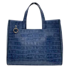 クロコダイル トートバッグ ハンドバッグ ショルダーバッグ 2WAY レザー ネイビー レディース 人気 上品 高級感 エレガント モード