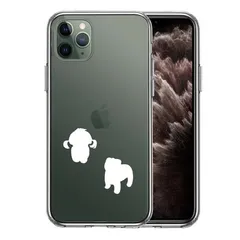 iPhone11pro ケース クリア 子犬シルエット パピー ホワイト スマホケース 側面ソフト 背面ハード ハイブリッド