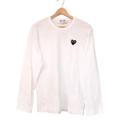 PLAY COMMEdesGARCONS(プレイコムデギャルソン) 長袖カットソー サイズM ユニセックス美品  - 白×黒 クルーネック/ハート