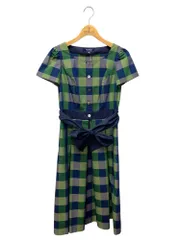 エムズグレイシー 211338 ワンピース グリーン フロントボタン チェック リボン ITDLLPGIB1H4