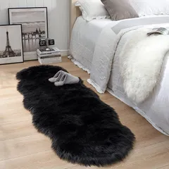 ムートンラグ フェイクシープスキンラグ 人工ウールマットカーペットラグマット柔らかい 長毛 滑り止め付き人工ウールソファシートベッドルームラグ椅子のクッション 洗える ふんわり キャンプ ラグマット
