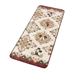 大島屋 マット フランネルラグ ミッキーマウス オリエント 約70×180cm 洗濯機対応 レッド