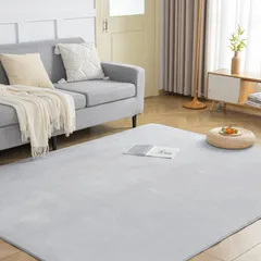 fuwawa ラグ カーペット 滑り止め付 洗える ラグマット 1.5畳 135×185cm 絨毯 オールシーズン快適に使用 フランネルラグ 抗菌 防臭 ホットカーペット対応 無地 グレー