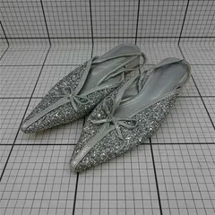 ◇ Θ アンノイ un/neu グリッター ポインテッドトゥ バレエシューズ シルバー系 M レディース E  【1511100013481】