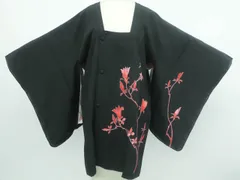 【一輝堂】道行コート 枝花 正絹 着物 身丈約85.5cm 裄丈約62.5cm 25z11-6281