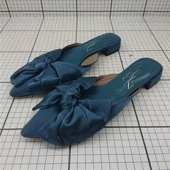 ◇ ⊂ ルタロン Le Talon サテンリボンミュール サンダル ブルー系 レディース Mサイズ E  【1511100014280】