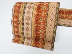 【一輝堂】九寸名古屋帯 六通柄 花柄 正絹 美品 25b11-2227