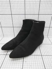 ■ ⊇ ブラック系スエードショートブーツ ポインテッドトゥ 38サイズ レディース E  【1511100015713】