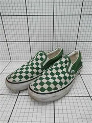 ◇ Θ バンズ Vans スリッポン チェッカーボード グリーン系 23.5cm メンズ E  【1511100015652】