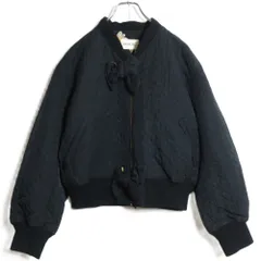 インゲボルグ★リボンが可愛い♪ キルティング風ボンバージャケット 香水瓶柄の裏地 黒系 z16438