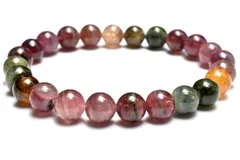 【１点物】上質◇マルチカラー トルマリン　7.5mm　ブレスレット パワーストーン 天然石 _MC1525