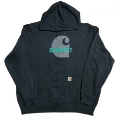 カーハート プリントロゴ ブラック 黒 オーバーサイズ ゆるだぼ フーディ パーカー スウェット メンズ 古着 長袖