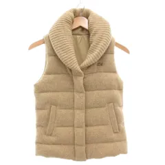 ラコステ LACOSTE ダウンベスト ニット 34 S ショールカラー ロゴ 刺繍 ベージュ /AE