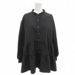 アクシーズファム axes femme タグ付き 裾ティアードチュニック シャツ F 長袖 バンドカラー チャコール 黒 ブラック TS362X128 /AE