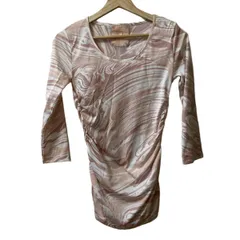 Rady(レディ) 七分袖カットソー サイズF レディース - 白×ベージュ×ライトブラウン サイドギャザー