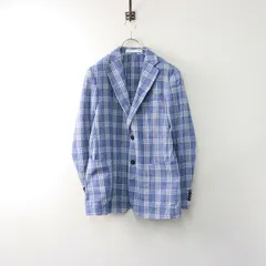 美品 バーニーズニューヨーク BARNEYS NEW YORK LUCIANO DI MARTINA チェックツイードジャケット 48＼ブルー メンズ【2400014607277】のサムネイル