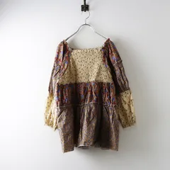 2024AW サマンサモスモス Samansa Mos2 SM2 花柄パッチワークブラウス F ベージュ┃フラワー スモック トップス【2400014696332】