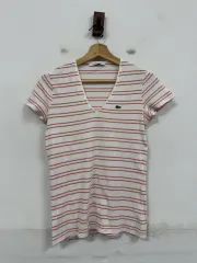 (90)ラコステ レディース Vネック半袖Tシャツ