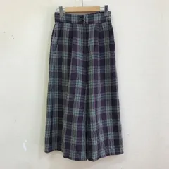 To b. アニエスべー カラーチェック タックワイドパンツ シルク混起毛ウール素材 バックゴム パープル×グリーンチェック 36 S 秋冬