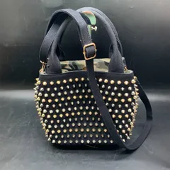 R387 D.KELLY スタッズハンドバッグ ショルダーバッグ 2way 底鋲 スタッズ ブラック黒 トートバッグ