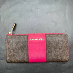 T380 MICHAEL KORS マイケルコース 長財布 ピンク ウォレット ラウンドファスナー レザー ピンクブラウン 長財布 中古 レディース