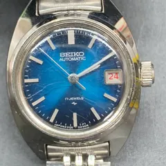R312 可動 ヴィンテージ SEIKO 2205-0050 自動巻き 17石 日付 レディース腕時計 ブルー文字盤×シルバーカラー
