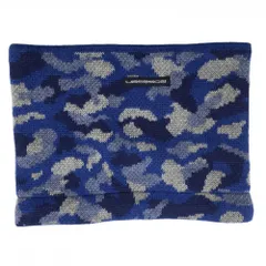 【超美品】ロサーセン リバーシブルネックウォーマー ブルー×ネイビー 迷彩 カモフラ 裏フリース ニット  00  ゴルフウェア Rosasen