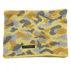 【超美品】ロサーセン リバーシブルネックウォーマー イエロー×グレー 迷彩 カモフラ 裏フリース ニット  00  ゴルフウェア Rosasen