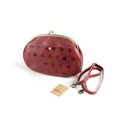 タグ付　KANMI　カンミ　キャンディがま口ショルダーバッグ　ドット柄エンボス　レッド