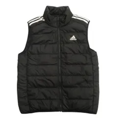美品 adidas アディダス エッセンシャルズ ダウン ベスト ノースリーブ ジャケット ブルゾン スポーツ アウトドア L 黒 ブラック メンズ 古着 中古 USED