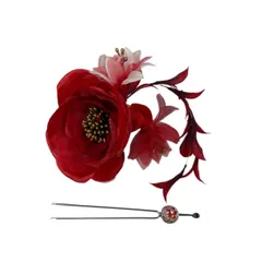 髪飾りセット　成人式　赤