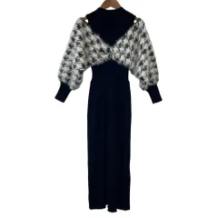 美品 23AW MERCURYDUO マーキュリーデュオ 2WAY ジャガード カーデドッキング ニットワンピース サイズS ブラック レディース 古着 中古 USED