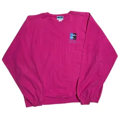 ピンク USA製 バウンダリーライン クルーネック ロゴ アウトドア 薄手 スウェット シャツ メンズ 古着 長袖